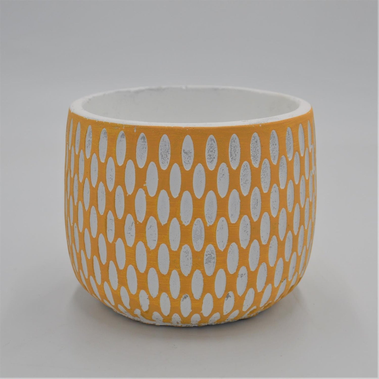 MARIE Yellow decorative pot with pattern for 10.5cm succulents