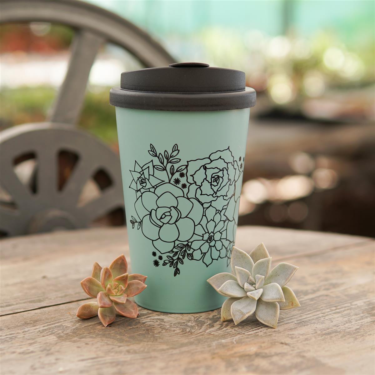 Coffee To Go Cups - Reusable cups with succulents
