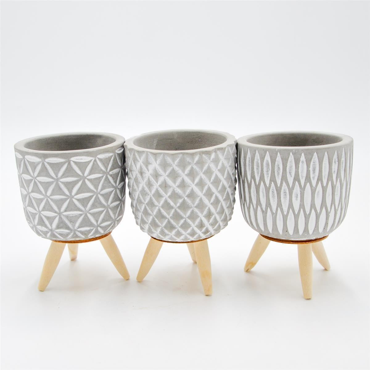 Concrete Planter Pots, Set of 3, suitable for 6cm Succulents