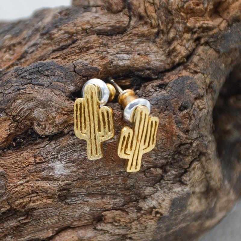 Cactus Earrings, Gold